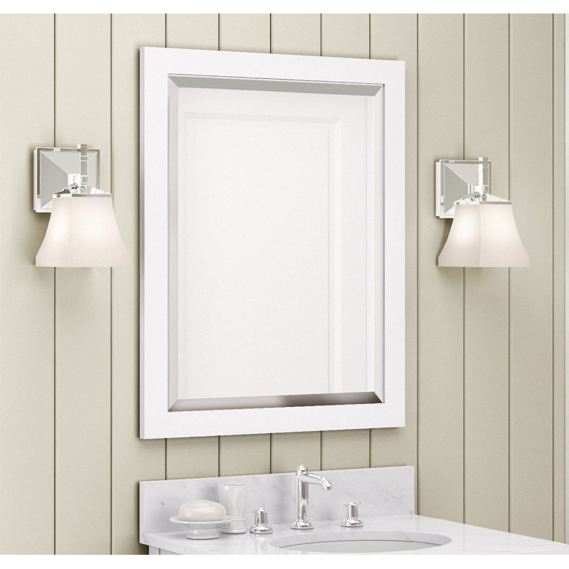 Alaterre Furniture 24" x 30" Bathroom Vanity Mirror, White, White