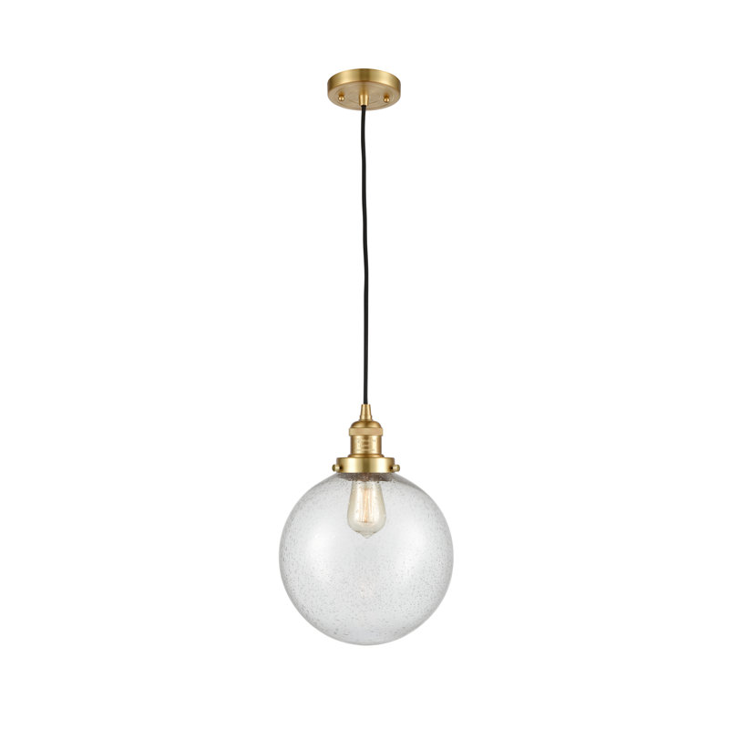 Luminaire suspendu sphère simple à 1 lumière Clermont, Grainé, Or satiné, Ampoule DEL 6 watts Vinage