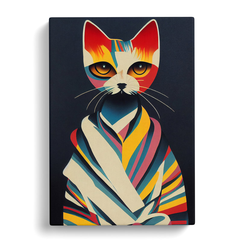 Cat Mid Century - Wrapped Canvas, 76cm H x 50cm W x 3cm D