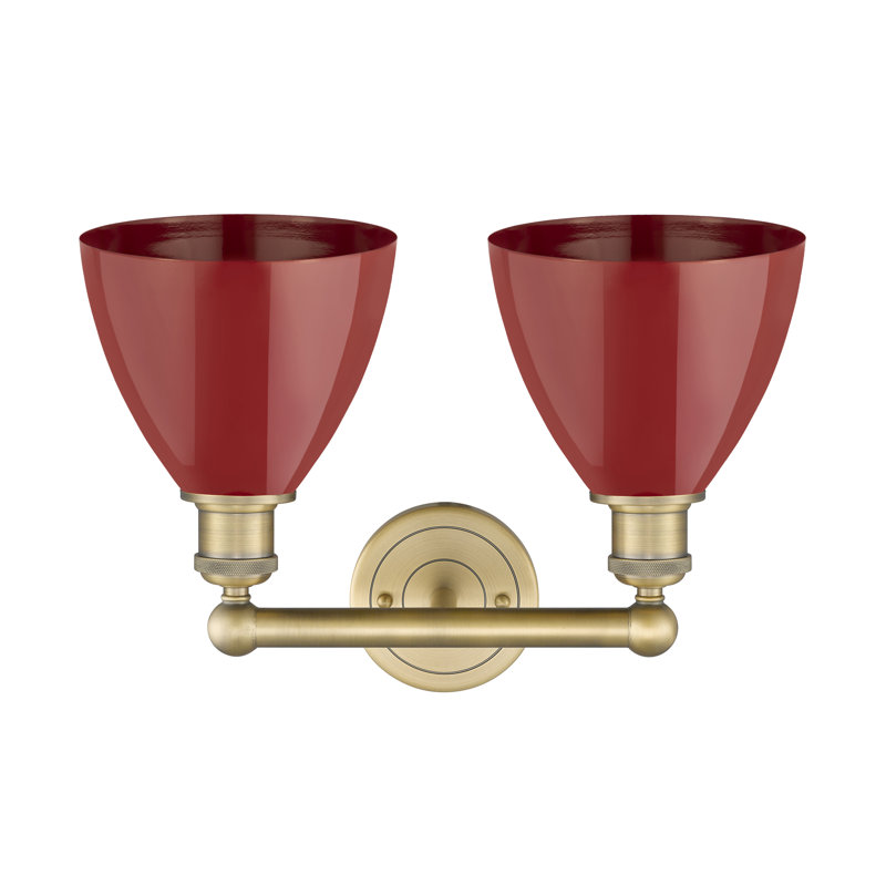 Éclairage pour meuble-lavabo de salle de bain 2 lumières 16,5 pouces Anjail Dome, Rouge, Laiton brossé
