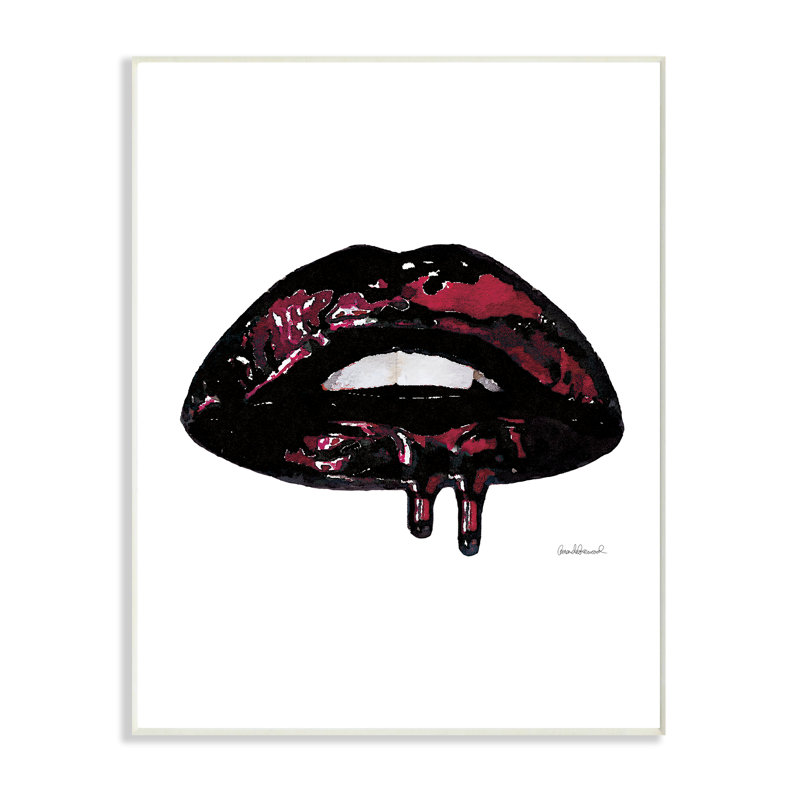 «Glam Fashion Lips with Lipgloss Drip Minimal», impression, Plaque murale, H 15 po x l 10 po x P 0,5 po