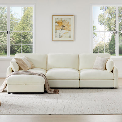 112" W 4 - Piece Modern Soft Upholstered Modular Sectional Sofa With Ottoman