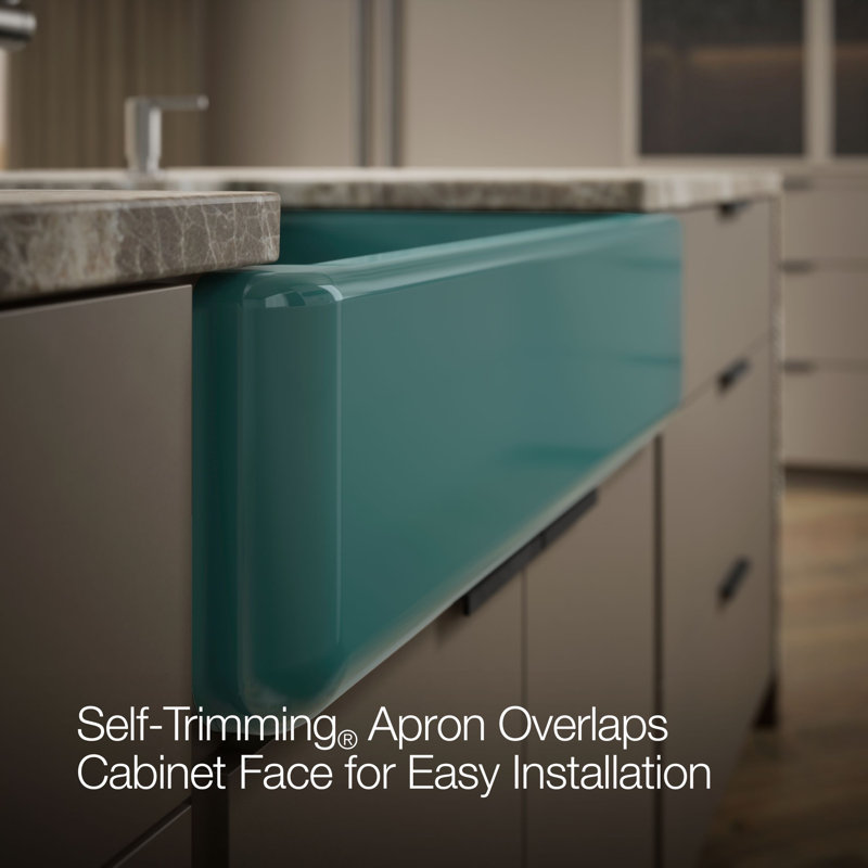 Whitehaven® Self-Trimming 36" L x 22" W Farmhouse Kitchen Sink, Teal