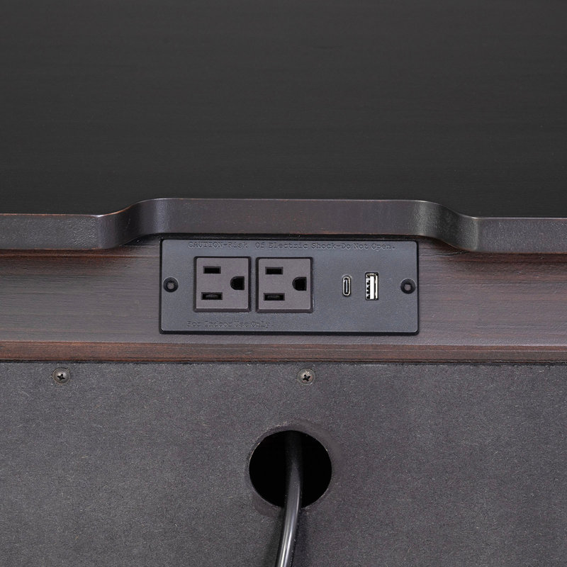 Table de chevet moderne Mid-Century avec chargement USB, Noir