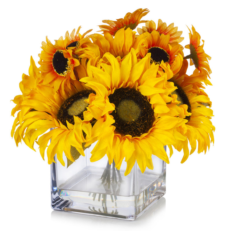 Faux Silk Sunflower Arrangement in Vase