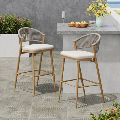 Ensemble de 2 sièges d'extérieur, assise de 30,25 po de hauteur, structure en aluminium, en forme de PE, finition érable, style moderne, rouille, profondeur de 19,4 po, largeur de 21,87 po, coussin d’eau 39,88 po