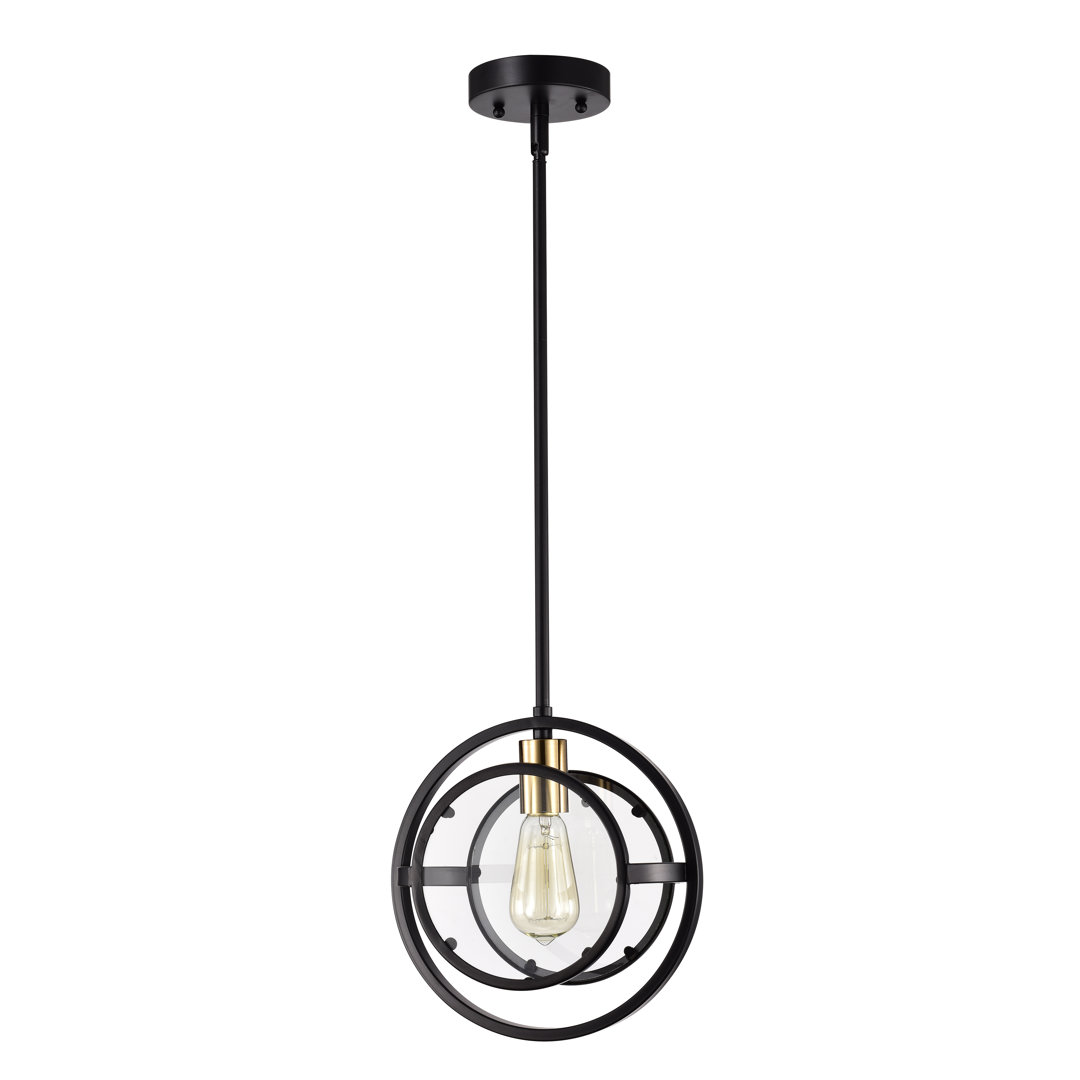 Affra 1 - Light Black/ Burnished Brass Single Pendant Ebern Designs