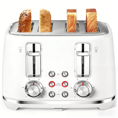 Jesslyn 4 slice Toaster,Extra Wide slots,retro stainless