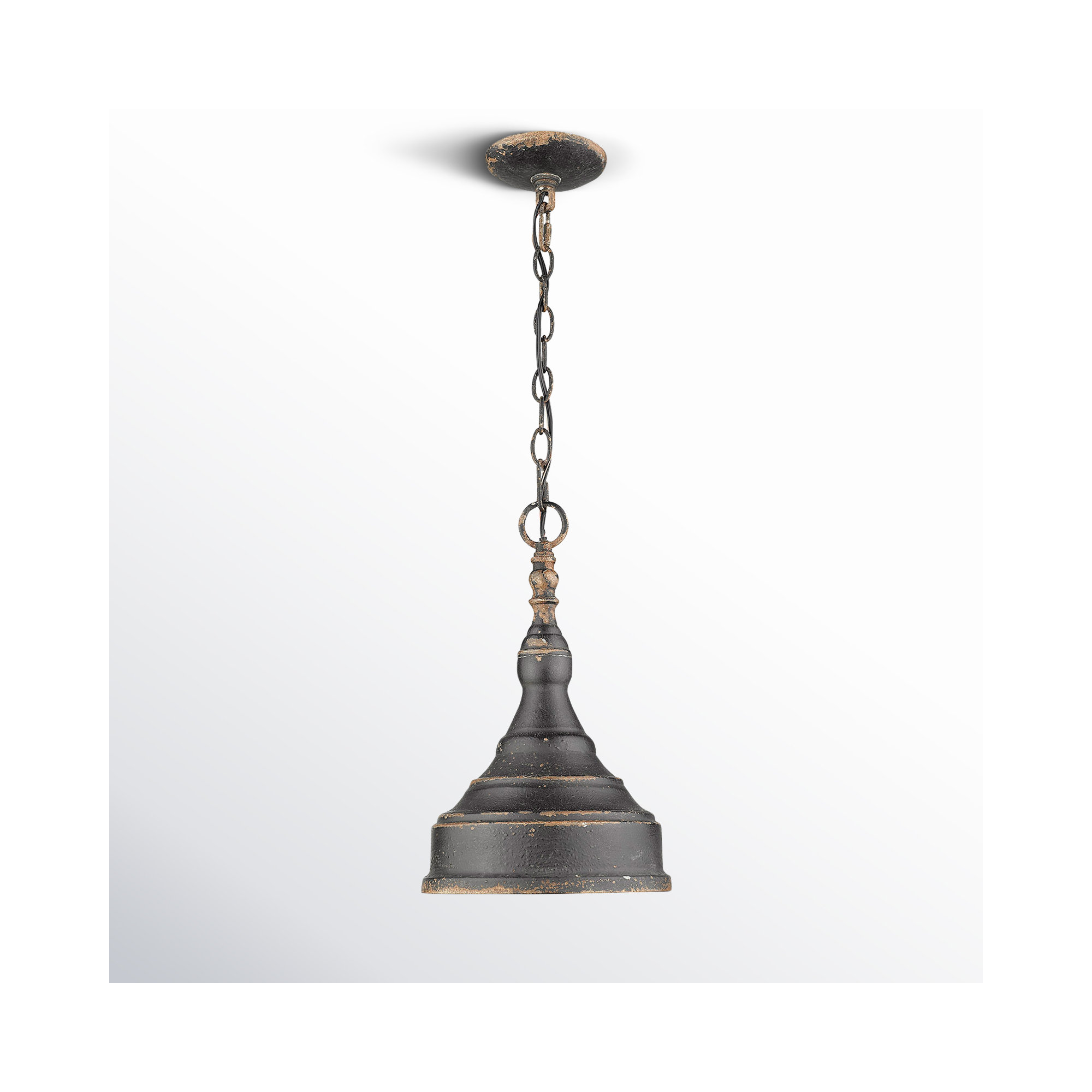 Claudette Single Light Steel Dimmable Pendant, Antique Black Iron