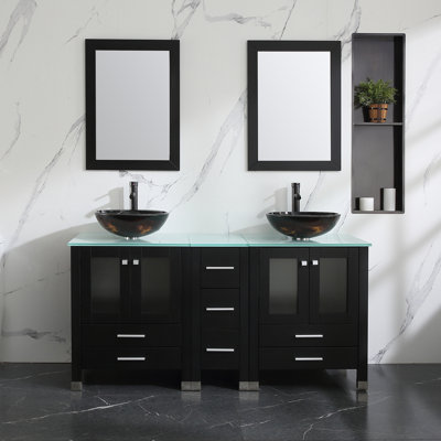 Ensemble de meuble-lavabo double 61,5 "avec miroir
