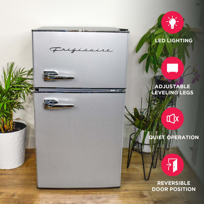 Frigidaire 3.1 Cu. Ft. Compact Refrigerator, 2-Door Mini Fridge in Platinum