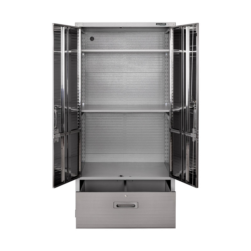 Armoire de rangement à portes françaises et tiroir UltraHD Seville Classics, H 72 po x l 36 po x P 18 po, Granite
