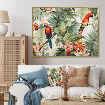 Perroquet au paradis I - art mural perroquet