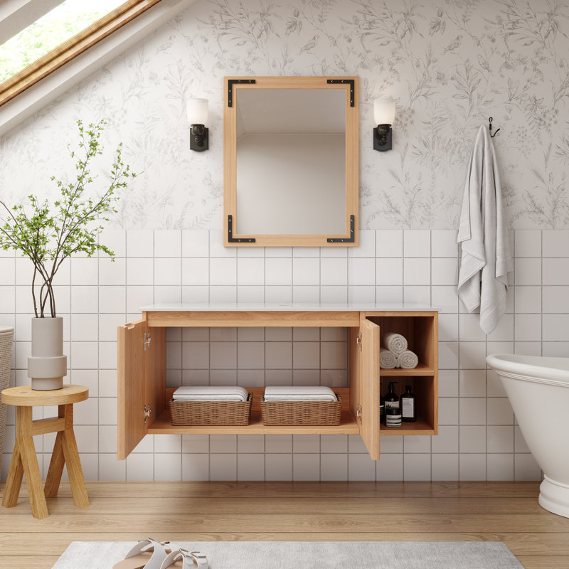 Meuble-lavabo 36 po sans lavabo supérieur, armoire de rangement moderne avec 2 portes à fermeture douce et 2 compartiments ouverts