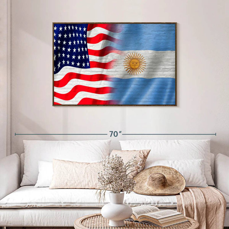 États-Unis et l'Argentine Molesley, Cadre flottant en noyer, 43 po x 29 po