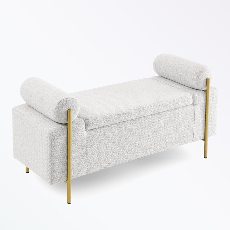 Banc de rangement en tissu Ailsa, Blanc