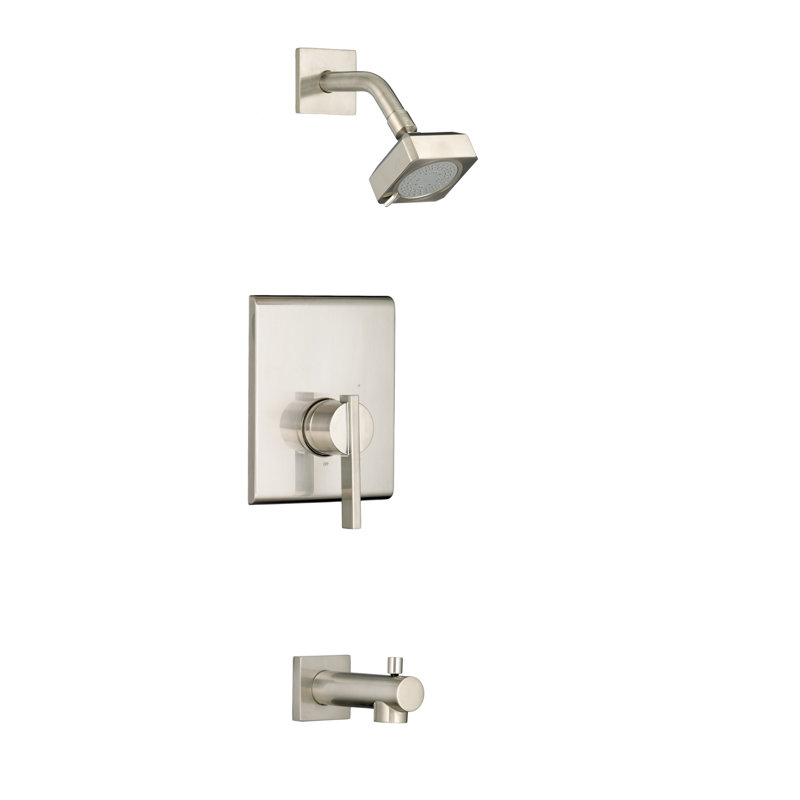 Robinet de douche et baignoire à pression équilibrée et contrôle de volume Times Square, Nickel satiné