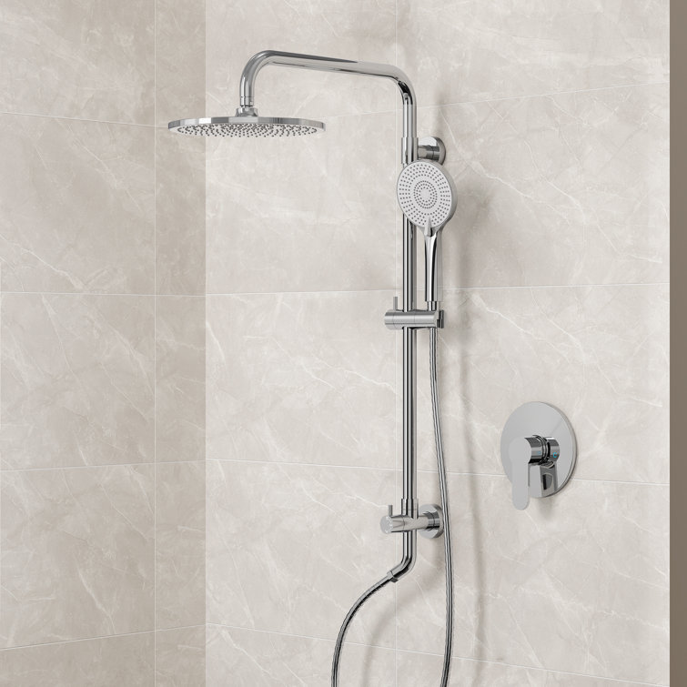 Wall Mount Pressure-Balanced Shower System,10"Rainfall Shower Head with Slider Bar Handheld Spray