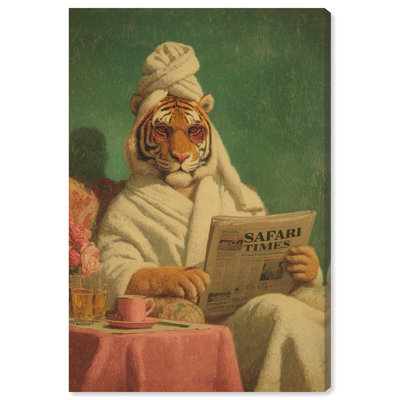 «Tiger Spa Chill», impression sur toile par Art Remedy, tendue sur châssis, 16 x 24