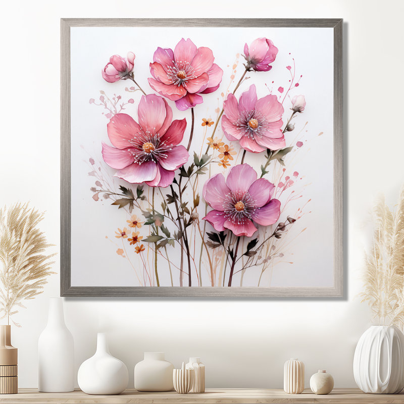 Art mural sur toile rose, H 16 po x l 16 po x P 1 po, Toile tendue