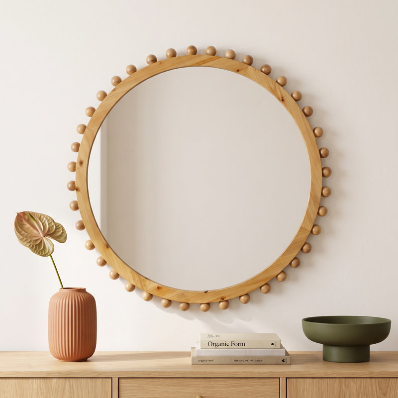 Estrella Solid Wood Round Mirror