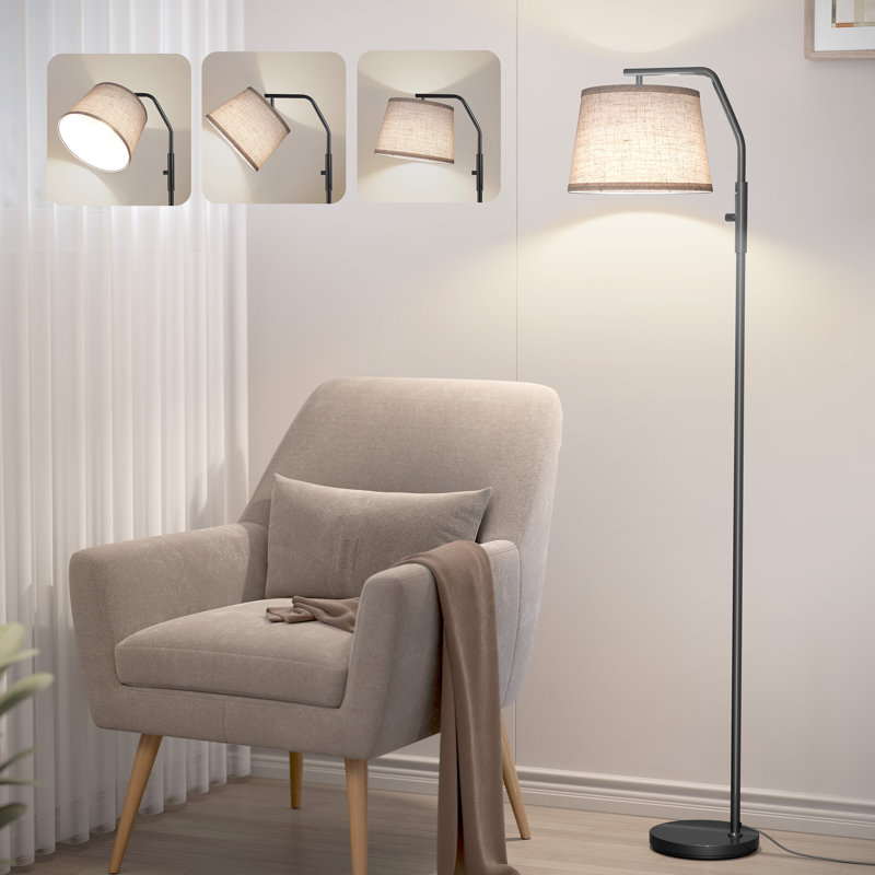 62" Arched Reading Floor Lamp with Dimmable Bulb, Black