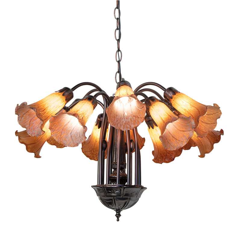 Lustre sphérique unique à 12 lumières Schreffler, Ambre