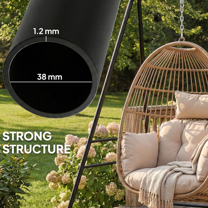Outsunny Hammock Chair Stand Only Heavy Duty 150KG Load Capacity Black