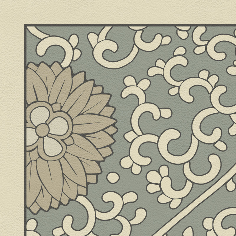Hawarden Vinyl Floral Indoor Rug, Rectangle 4' x 6'