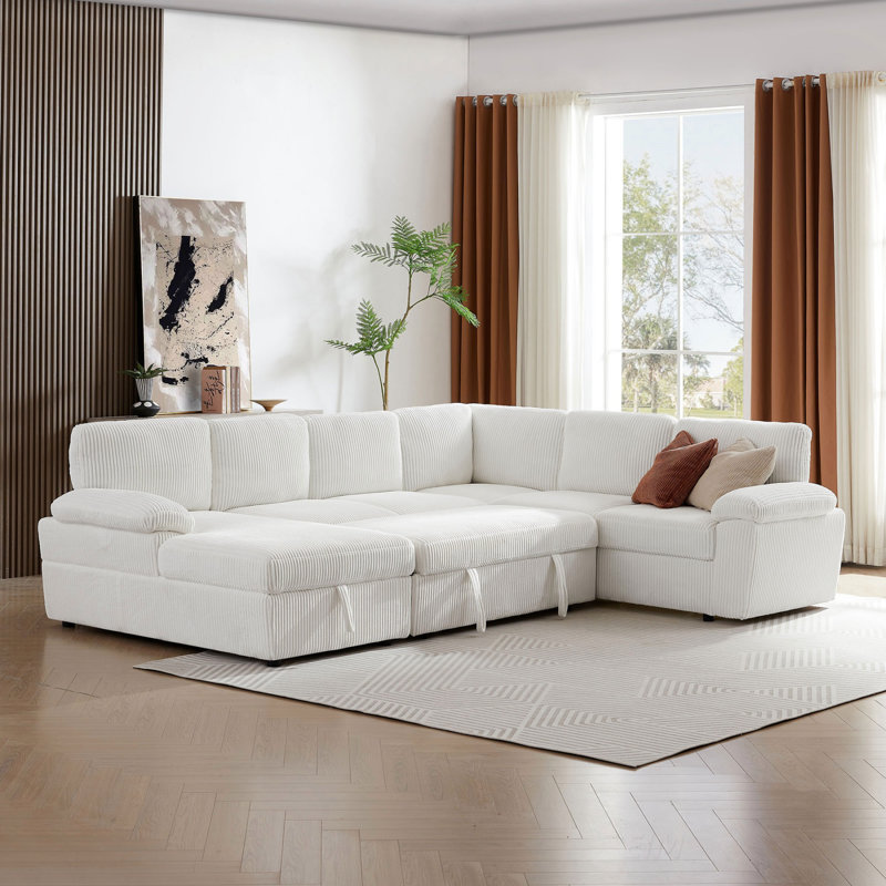 Canapé modulaire surdimensionné avec rangement surdimensionné, siège profond rembourré en velours côtelé, canapé-lit convertible en forme de L pour la maison et le bureau
