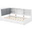 Lit plateforme simple blanc avec rangement pour tête de lit solide, 2 tiroirs et tablettes pour tête de lit en bois Grace