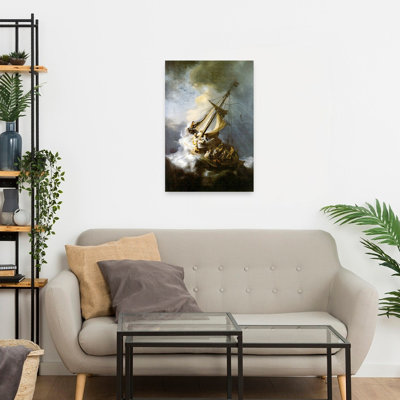 The Storm On The Sea Of Galilee Classic Abstract Coastal Ocean Wall Art Print by Rembrandt van Rijn - 1 Piece Wrapped Canvas Wall Art