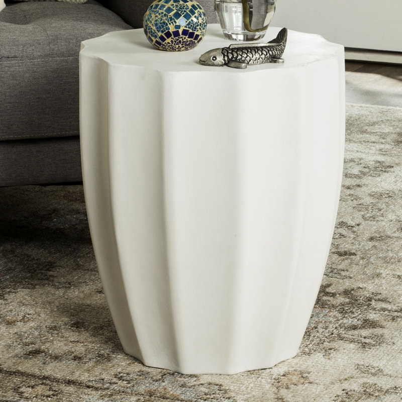 Outdoor Spiro Stone Side Table, Ivory