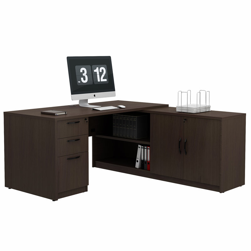 Gitana L-Shaped Executive Desk, Espresso