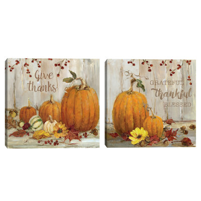" Pumpkin Patch Give Thanks " 2 Piece Art Graphic Art Print