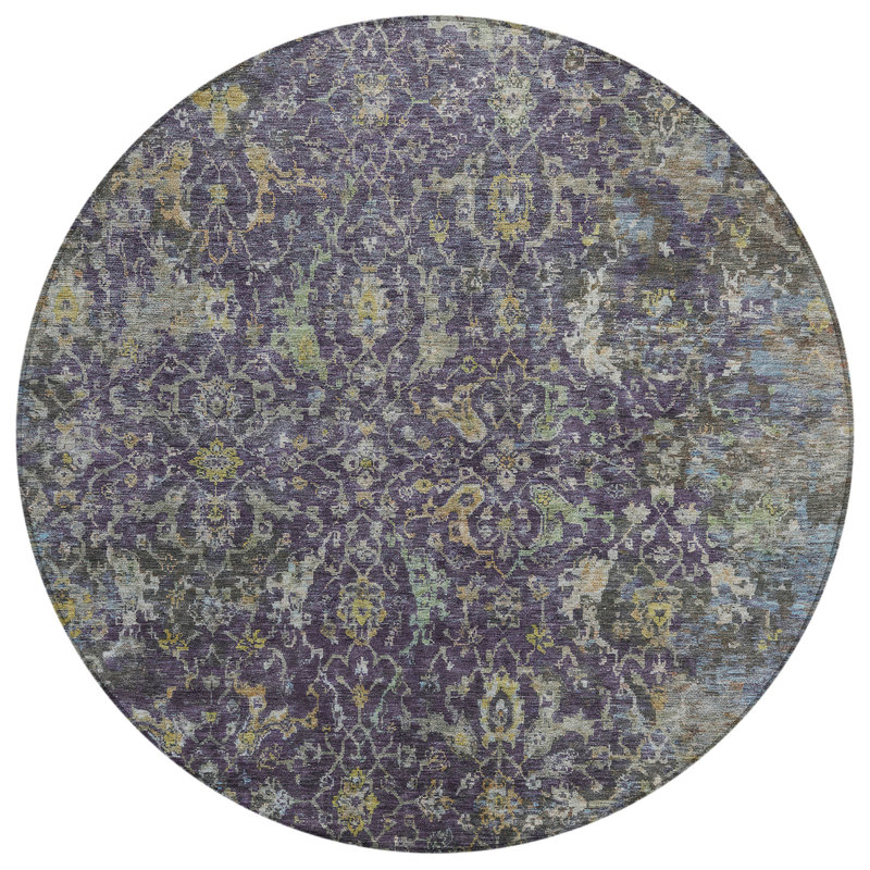 Machine Washable Indoor/Outdoor Chantille ACN2359 Traditional Rug, Round 8'
