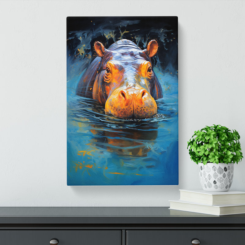Hippo Abstract - Wrapped Canvas, 76cm H x 50cm W x 3cm D