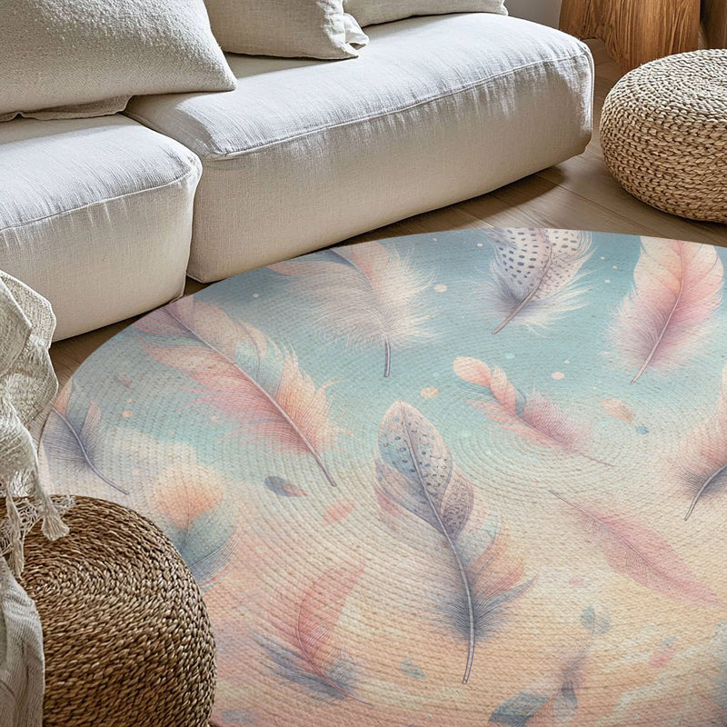Tapis tressé pastel, Rond 5 pi