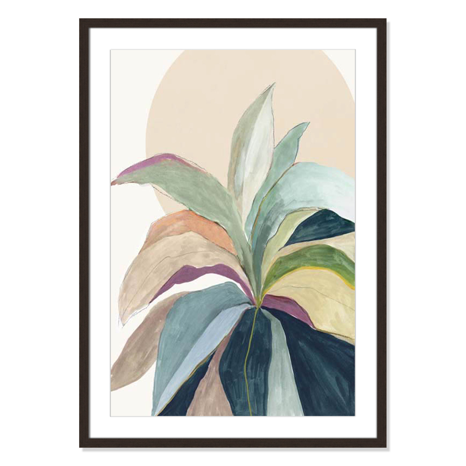Sherbrooke Sunny Bright Leaves II by Asia Jensen Print, 35.5" H x 25.5" W x 1.25" D, Yes, Walnut Single Picture Frame
