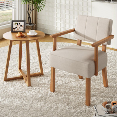 Linen Blend Side Chair in Beige