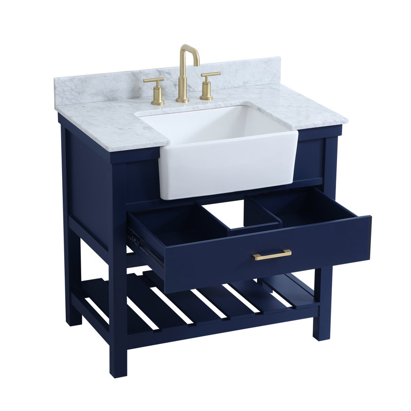 Ensemble de meuble-lavabo simple 36 po Pelaghia, Bleu