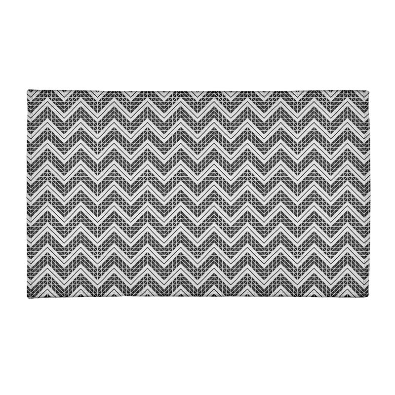 Tapis noir/blanc à chevrons à main inversé, Rectangle 9 pi x 12 pi
