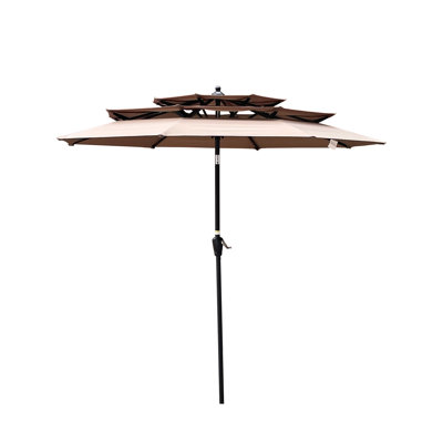 3 Patio Umbrella With Crank, Tilt And Wind Resistance Feature - Canopy, Steel Frame For Outdoor Garden, Deck, Backyard Pool 9Ft Shade 3 , Vents Crank Construction Backyard, Area