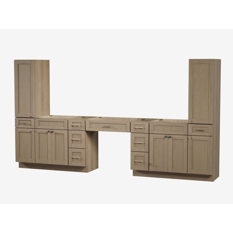 Meuble-lavabo double Disar, Chêne naturel