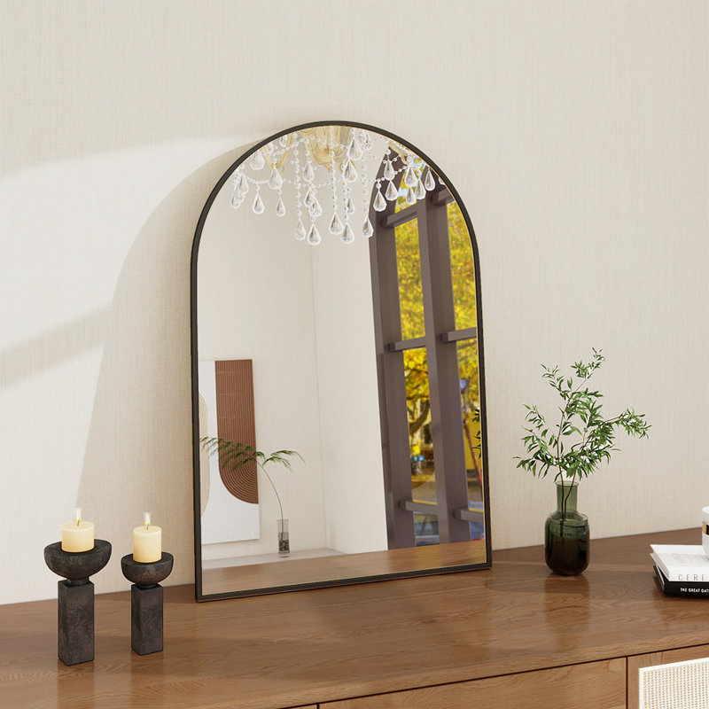 Aluminium Framed Arch Wall Mirror, Black