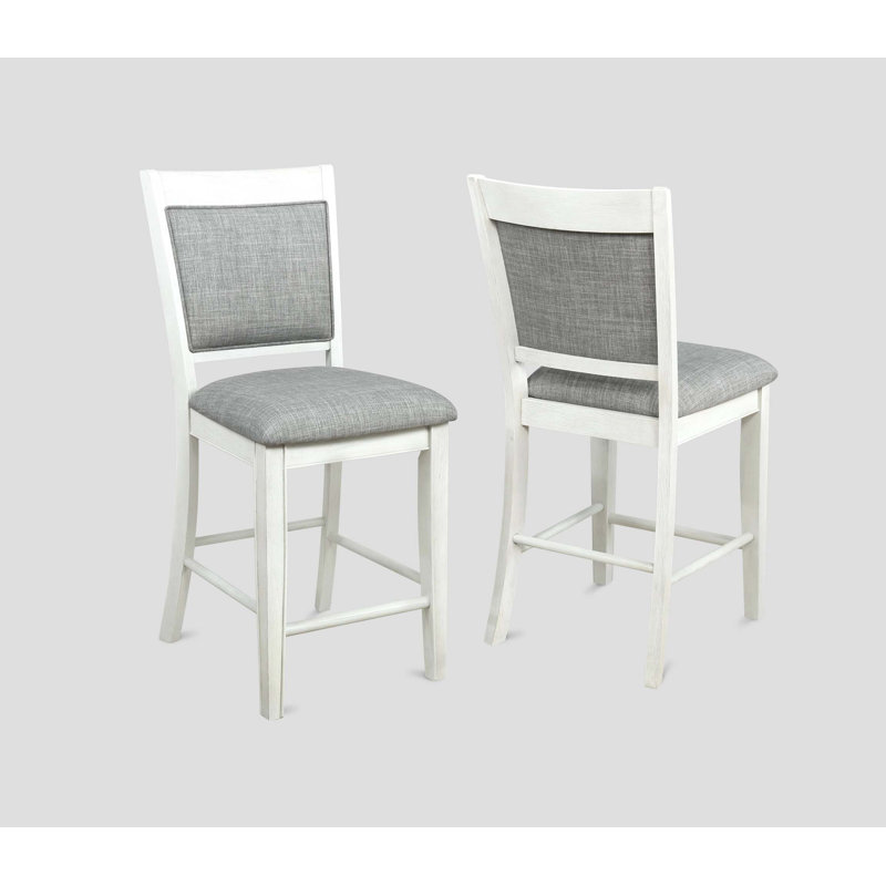 Tabouret de bar 2 pièces Farmhouse Style, Siège gris / cadre blanc, Petit tabouret (siège d'une hauteur de 20,75 po)