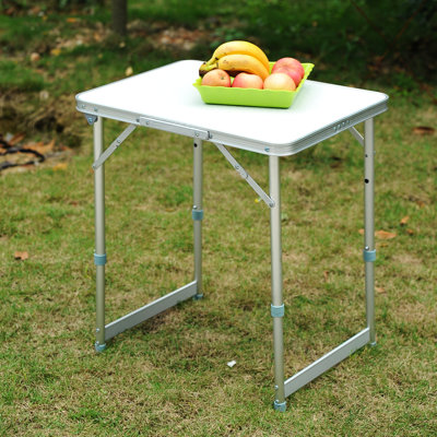 Table de camping pliante légère portative de 23 po - Hauteur réglable pour chaque besoin de camping, pique-nique, garage gris et argent