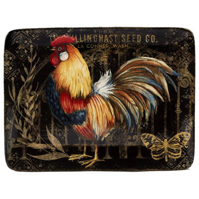 Certified International Gilded Rooster Rectangular Platter