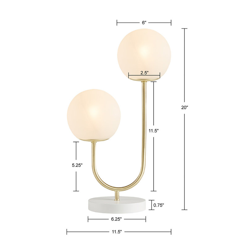 Lampe de table en métal 2 lumières Globe