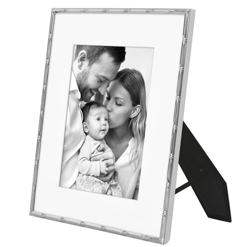 Cadre photo avec moulures en bambou et verre incassable et passe-partout - pour la table ou le mur, L 8 po x H 10 po